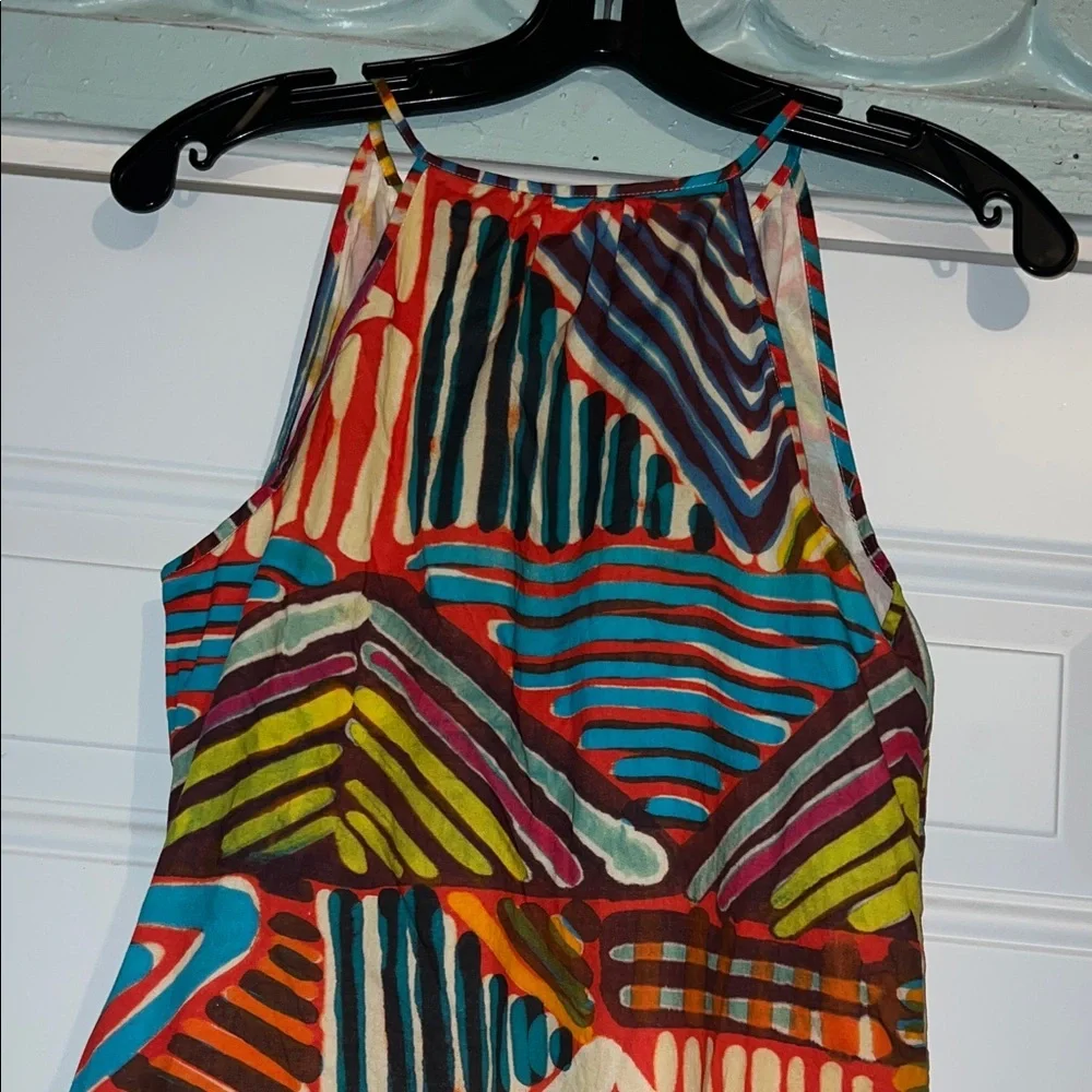 J. Crew Multicolor Geometric Print Midi Dress